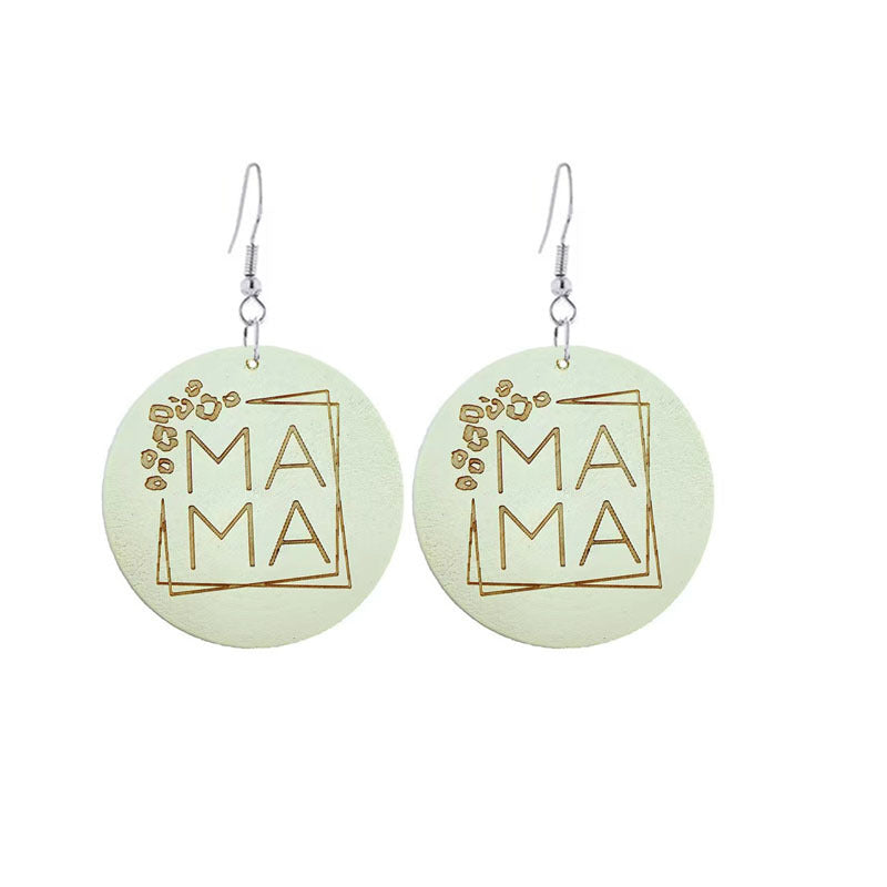 Wholesale Mother's Day Gift MAMA Wooden Earrings